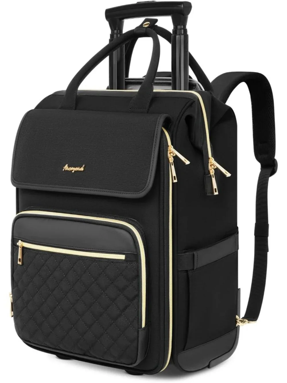 Rolling Backpack for Women, Travel Rolling Laptop Backpack with Wheels, Vertical